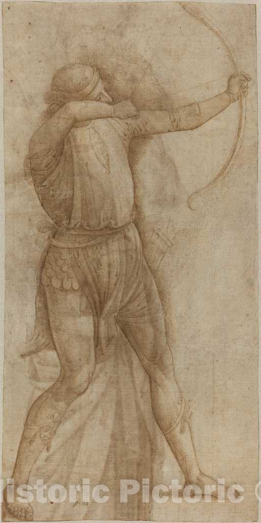Art Print : Pietro Perugino, Figure of an Archer [Recto], c. 1500 - Vintage Wall Art