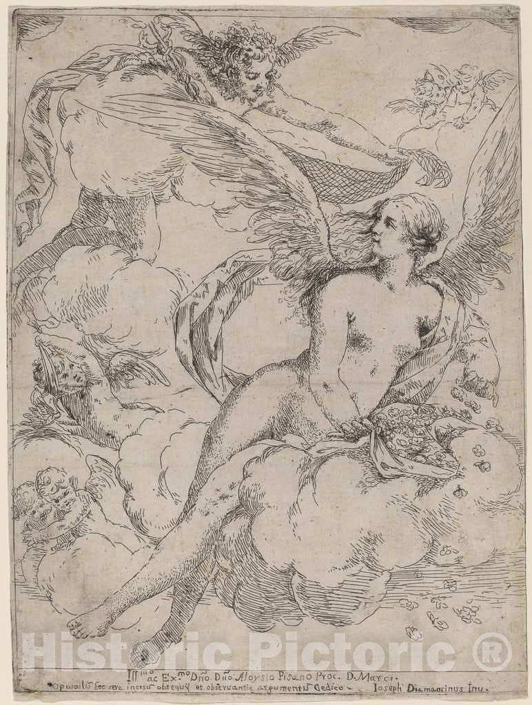 Art Print : Giuseppe Diamantini, Flora and Mercury, c.1695 - Vintage Wall Art