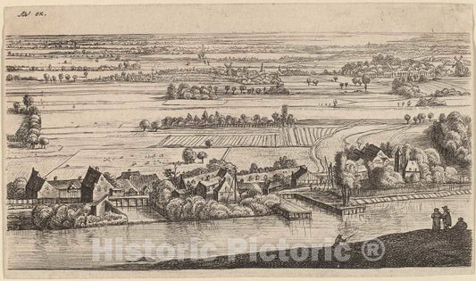Art Print : Johannes Ruisscher, Village Beside a Canal, 17th Century - Vintage Wall Art