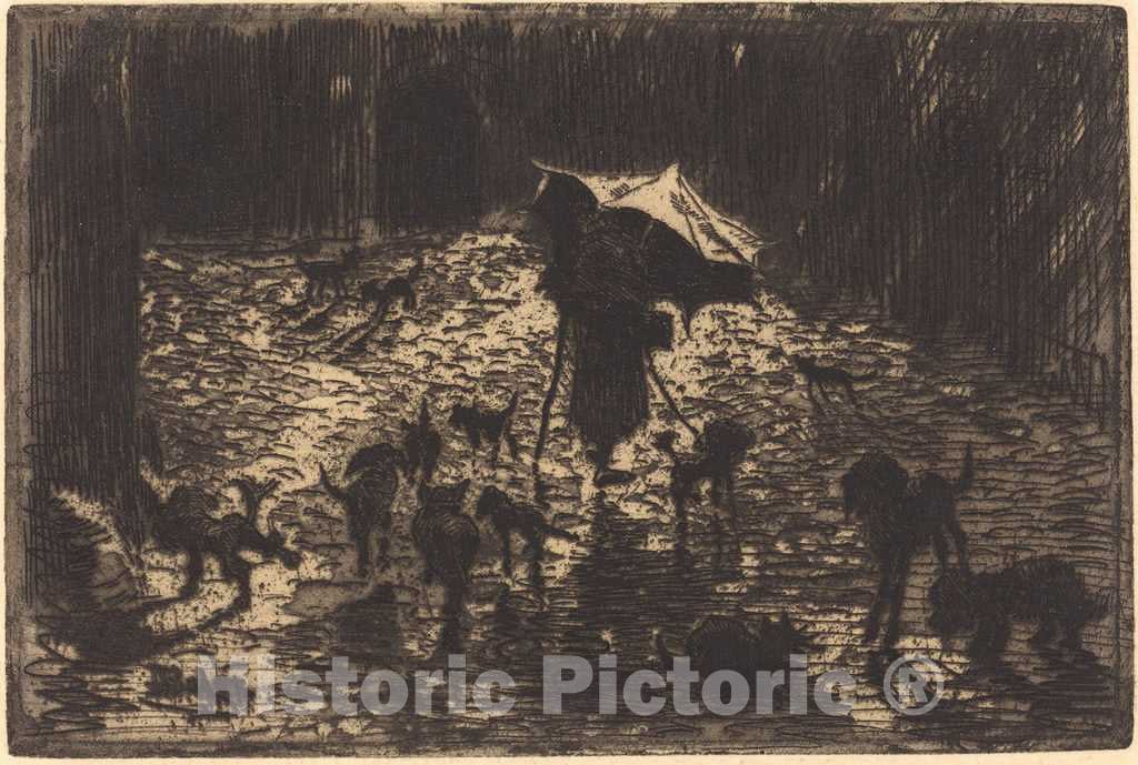 Art Print : FÃ©lix-Hilaire Buhot, Les Noctambules (The Night Prowlers), c.1877 - Vintage Wall Art