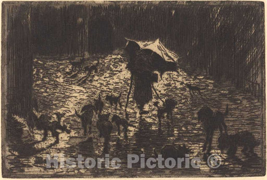 Art Print : FÃ©lix-Hilaire Buhot, Les Noctambules (The Night Prowlers), c.1877 - Vintage Wall Art