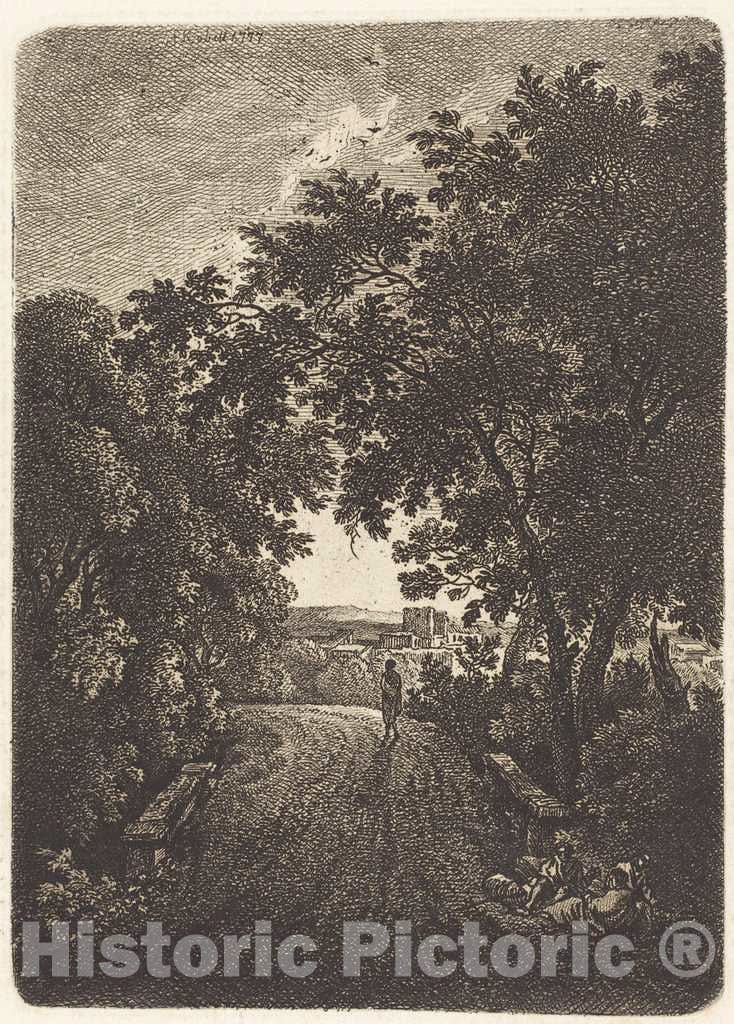 Art Print : Kobell, an Evening Stroll, 1777 - Vintage Wall Art