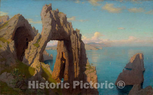 Art Print : Haseltine, Natural Arch at Capri, 1871 - Vintage Wall Art