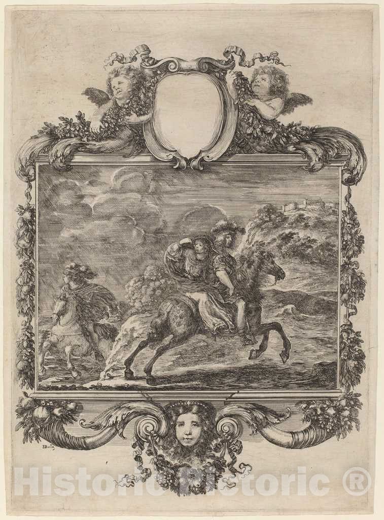 Art Print : Stefano Della Bella, Clovis and Clotilda, c. 1657 - Vintage Wall Art