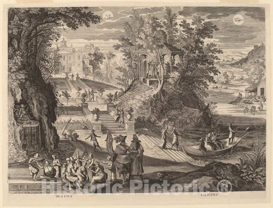 Art Print : Sadeler II After Bril, May and June, 1615 - Vintage Wall Art