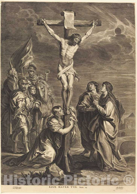 Art Print : Jacobus Neeffs, Christ on The Cross - Vintage Wall Art