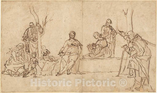Art Print : Vittore Carpaccio, The Madonna and Child with Saints in a Landscape (Sacra Conversazione), c. 1500 - Vintage Wall Art
