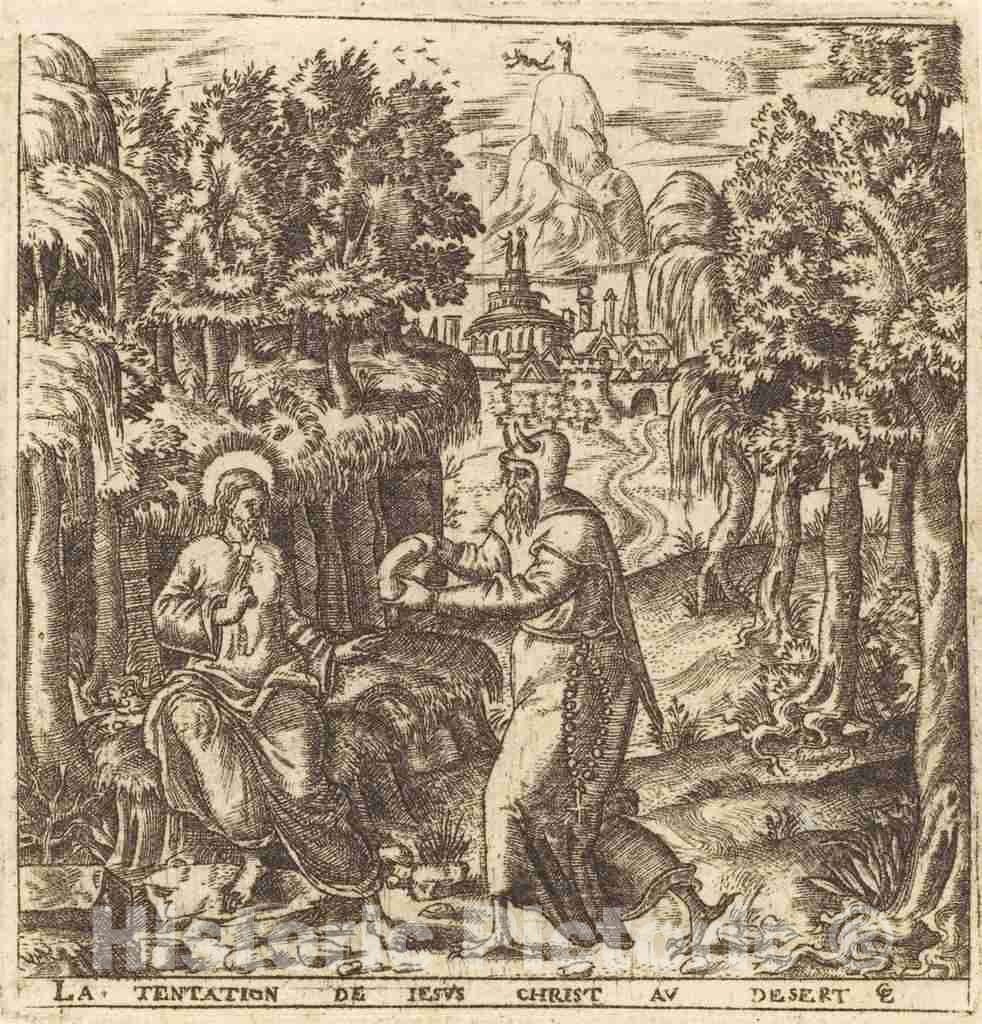 Art Print : LÃ©onard Gaultier, The Temptation of Christ, c.1578 - Vintage Wall Art