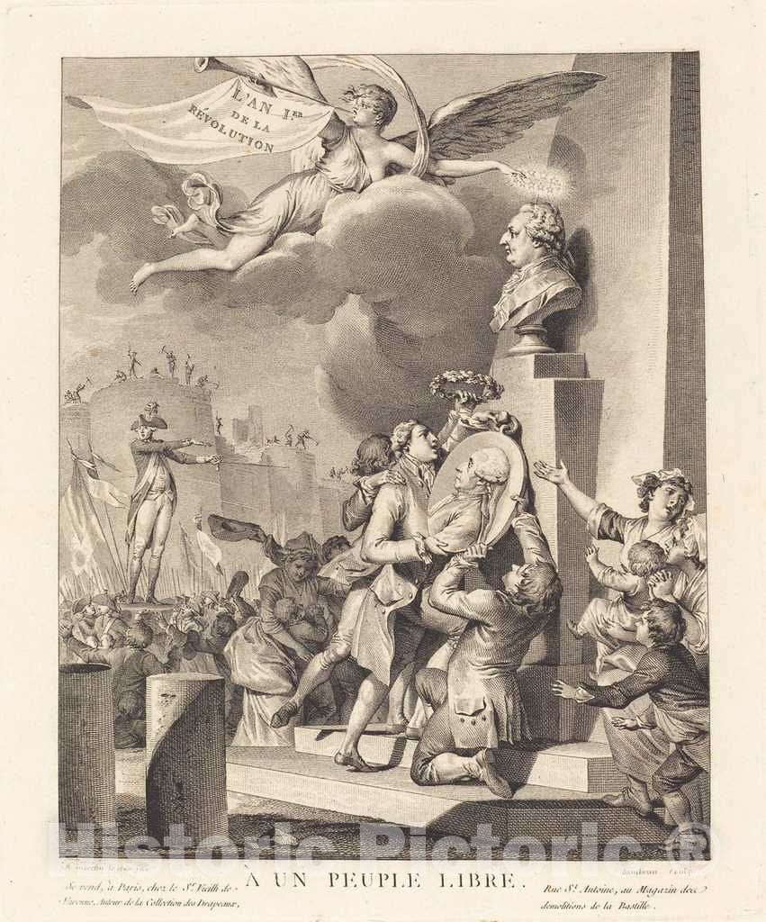 Art Print : Dambrun After Michel Moreau, A un peuple Libre - Vintage Wall Art