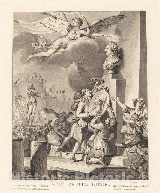 Art Print : Dambrun After Michel Moreau, A un peuple Libre - Vintage Wall Art