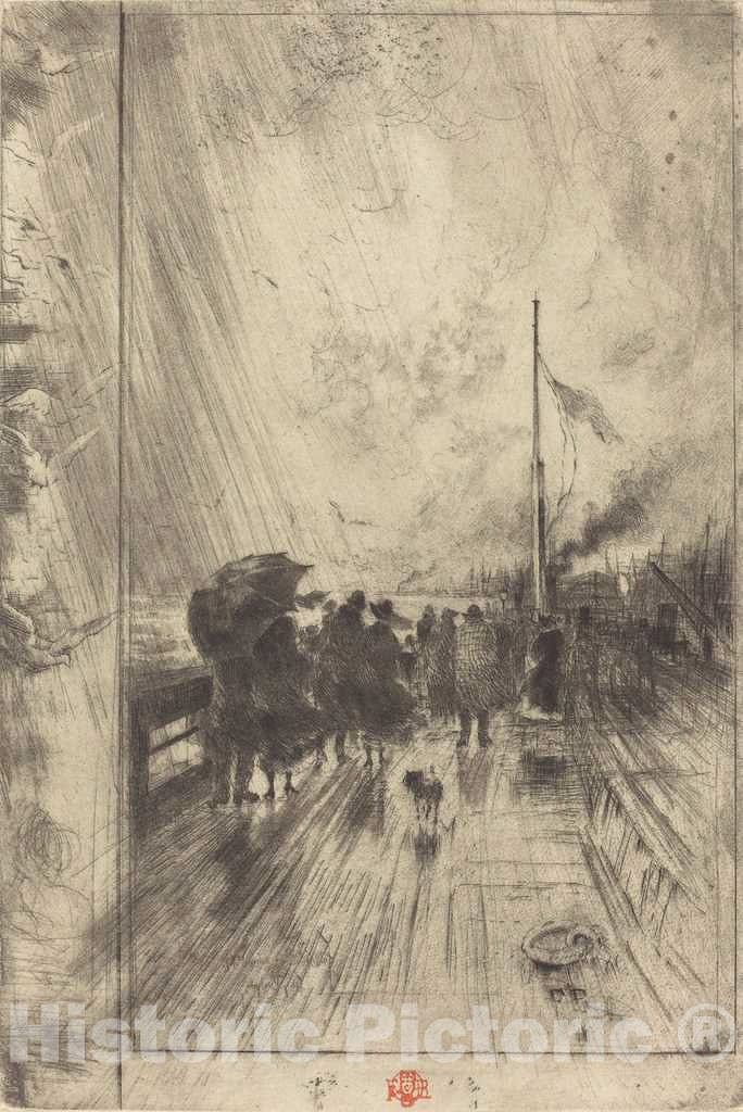 Art Print : FÃ©lix-Hilaire Buhot, Une JetÃ©e en Angleterre (A Pier in England), 1879 - Vintage Wall Art