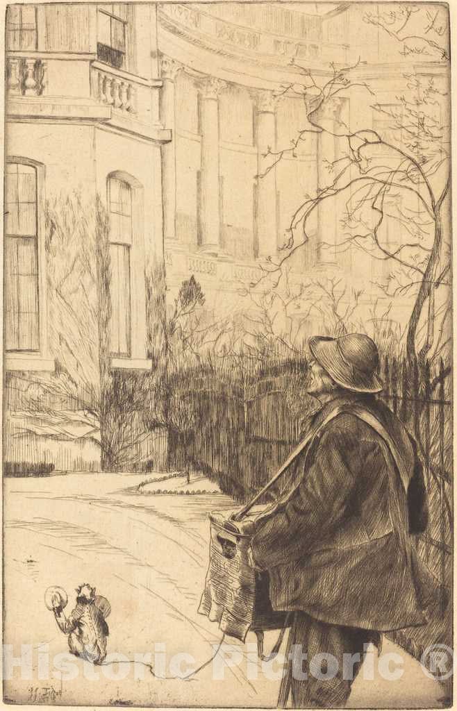 Art Print : James Jacques Joseph Tissot, Le joueur d'orgue (The Organ Grinder), 1878 - Vintage Wall Art