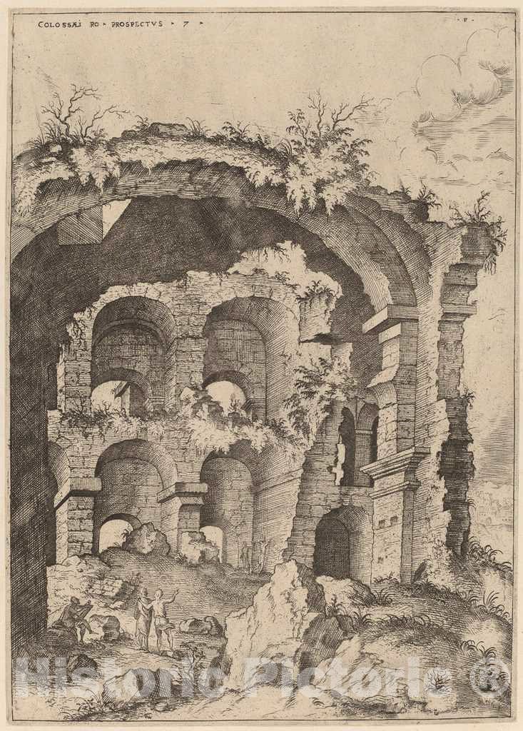 Art Print : Hieronymus Cock, Seventh View of The Colosseum, 1550 - Vintage Wall Art