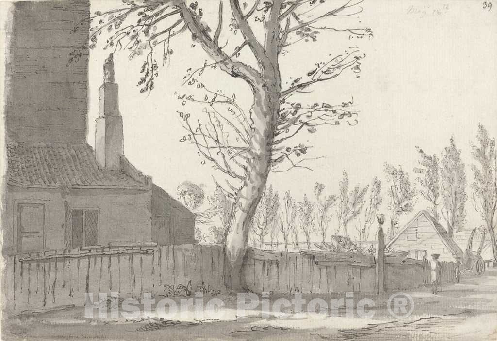 Art Print : Samuel Hieronymus Grimm, High Street at The Manor House, Marylebone, 1772 - Vintage Wall Art