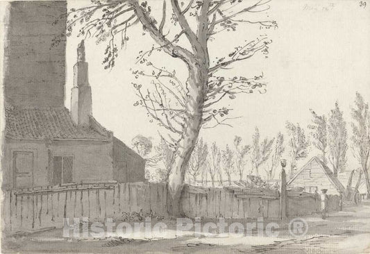 Art Print : Samuel Hieronymus Grimm, High Street at The Manor House, Marylebone, 1772 - Vintage Wall Art