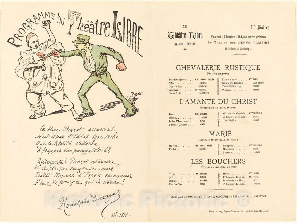 Art Print : Adolphe LÃ©on Willette, Chevalerie Rustique; L'Amante du Christ; MariÃ©; Les Bouchers, 1888 - Vintage Wall Art