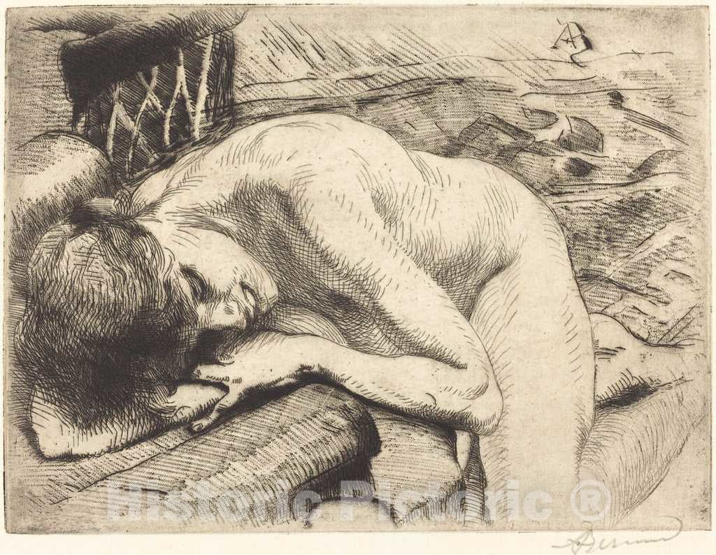 Art Print : Albert Besnard, Model Asleep on The Floor (Le modÃ¨le endormi Ã  Terre), 1885 - Vintage Wall Art