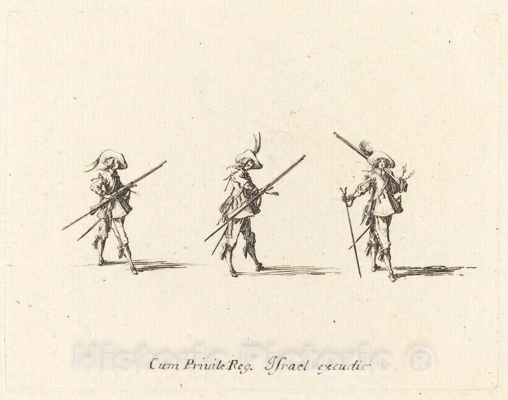 Art Print : Jacques Callot, Drill with The Musket, c.1635 - Vintage Wall Art