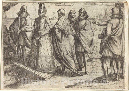 Art Print : Jacques Callot, Embarkation at Genoa [Recto], 1612 - Vintage Wall Art