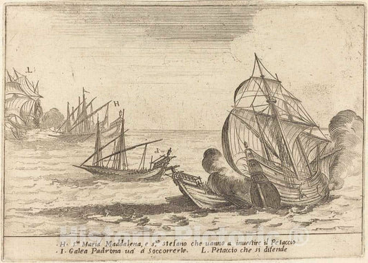 Art Print : Jacques Callot, Boarding of The Petaccio, 1617 - Vintage Wall Art