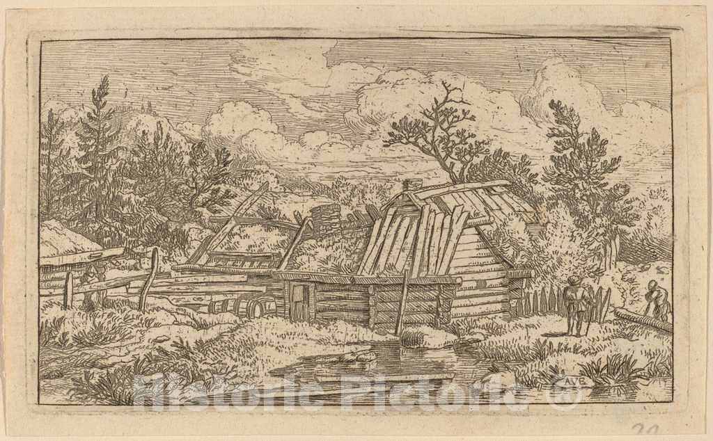 Art Print : Allart Van Everdingen, Two Beams Floating in The Water, c.1651 - Vintage Wall Art