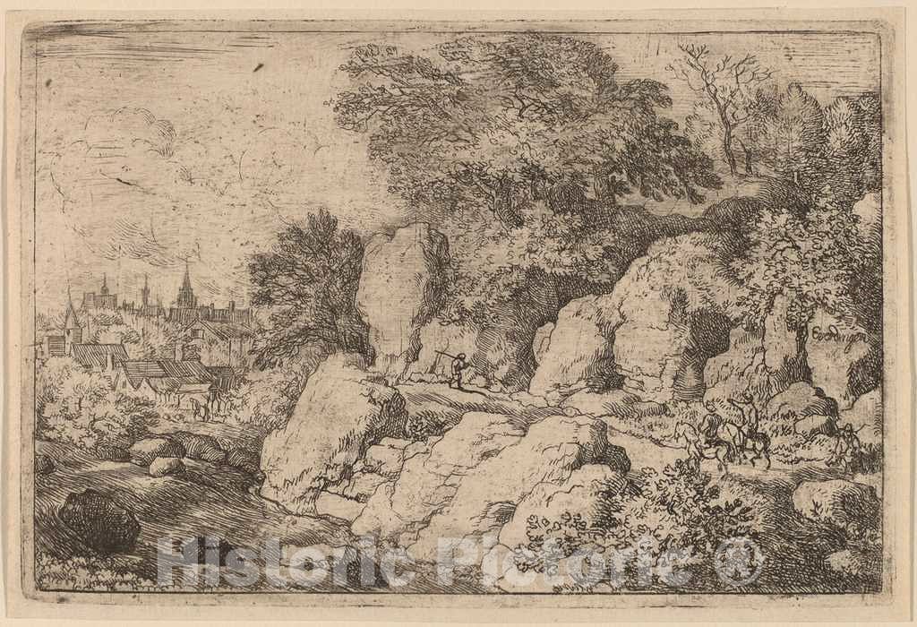 Art Print : Allart Van Everdingen, Two Horsemen on a Rocky Path, c.1651 - Vintage Wall Art