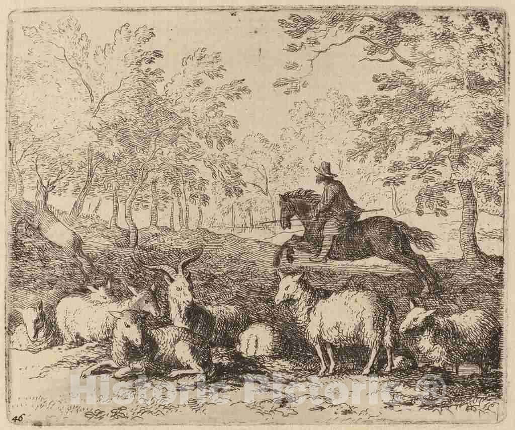Art Print : Allart Van Everdingen, The Horse Forced to Pursue The Stag, c.1651 - Vintage Wall Art