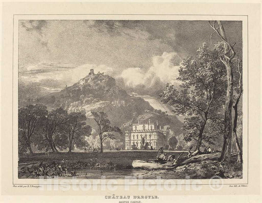 Art Print : Bonington After Alexandre Pernot, Chateau d'Argyle, 1826 - Vintage Wall Art