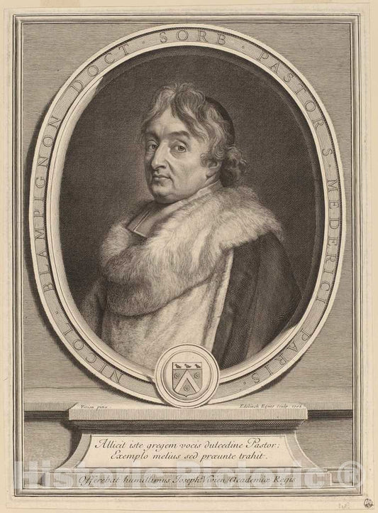 Art Print : Edelinck After Vivien, Nicolas de Blampignon, 1702 - Vintage Wall Art