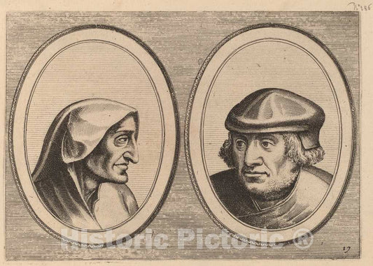Art Print : Doetechum After Brugel The Elder, Aerdighe Kniertje and Onbekommerde Klaes, c.1565 - Vintage Wall Art