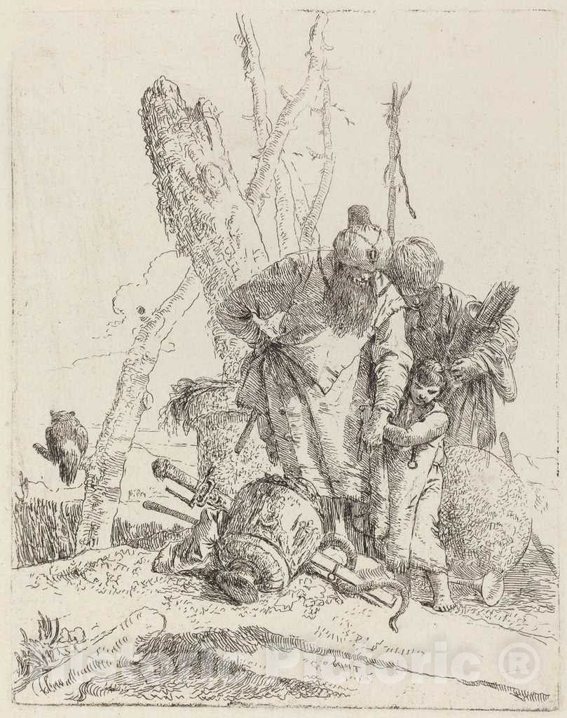 Art Print : Giovanni Battista Tiepolo, Two Turbaned Magicians and a Boy - Vintage Wall Art