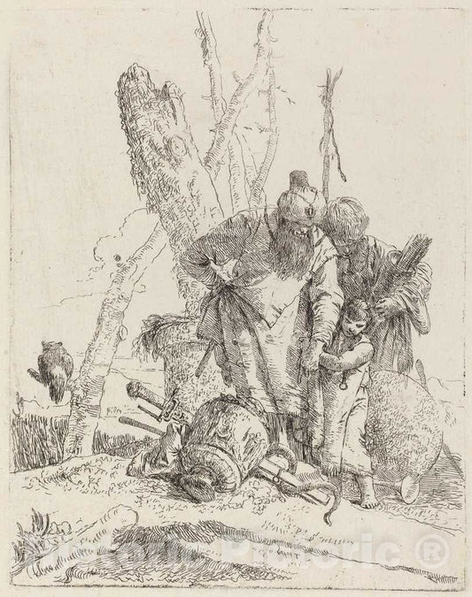 Art Print : Giovanni Battista Tiepolo, Two Turbaned Magicians and a Boy - Vintage Wall Art