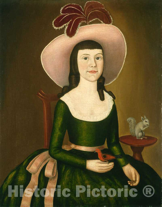 Art Print : Joseph Steward, Miss Denison of Stonington, Connecticut (Possibly Matilda Denison), c. 1790 - Vintage Wall Art