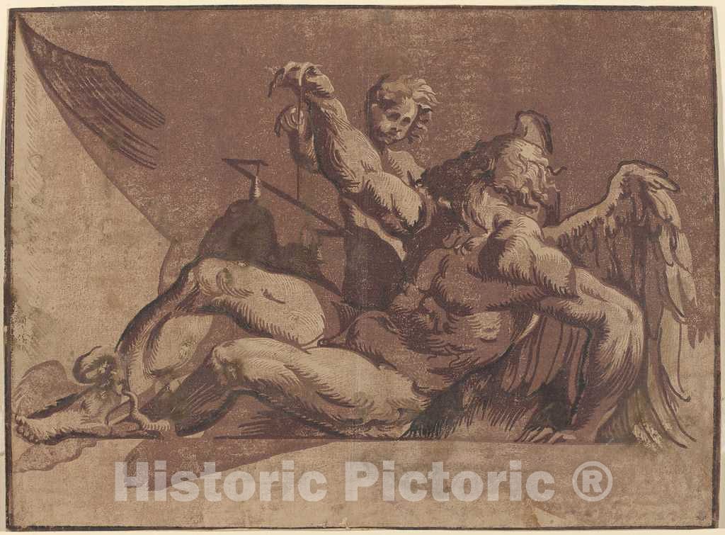 Art Print : Nicolo Vicentino, After Pordenone, Saturn, c.1528 - Vintage Wall Art