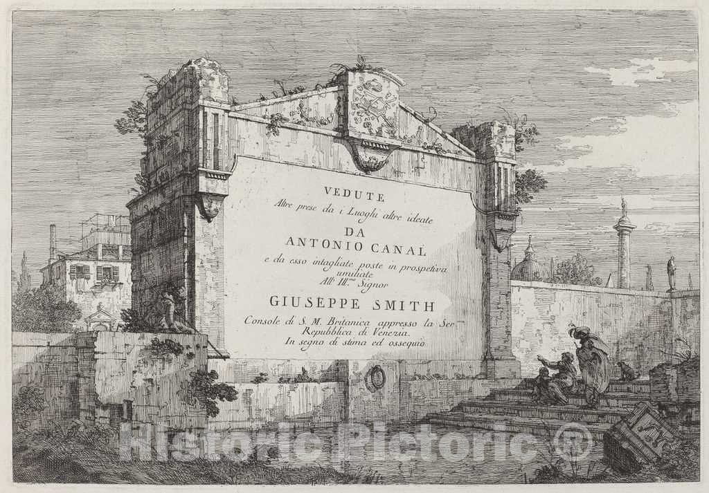 Art Print : Canaletto, Title Plate, c.1741 - Vintage Wall Art