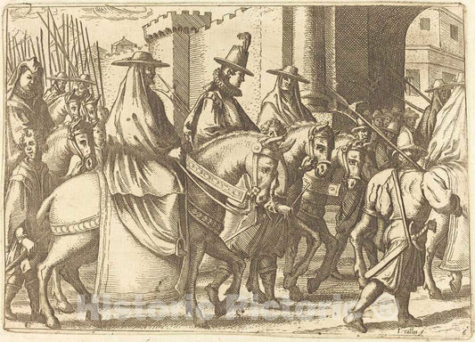 Art Print : Jacques Callot, Entry Into The Town of Ferrara, 1612 - Vintage Wall Art