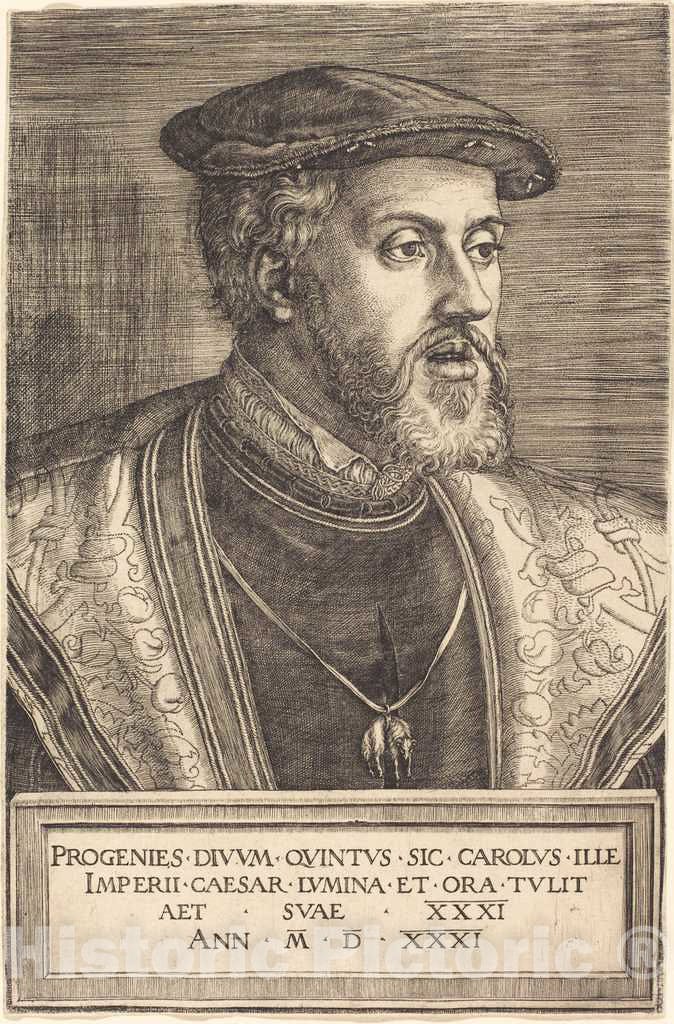 Art Print : Barthel Beham, Emperor Charles V, 1531 - Vintage Wall Art