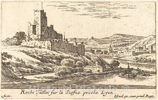 Art Print : IsraÃ«l Silvestre, Roche Taillet sur la Saosne proche Lyon - Vintage Wall Art