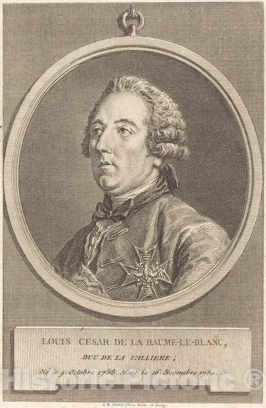Art Print : Charles-Nicolas Cochin II, Louis Cesar de La Baume-le-Blanc - Vintage Wall Art