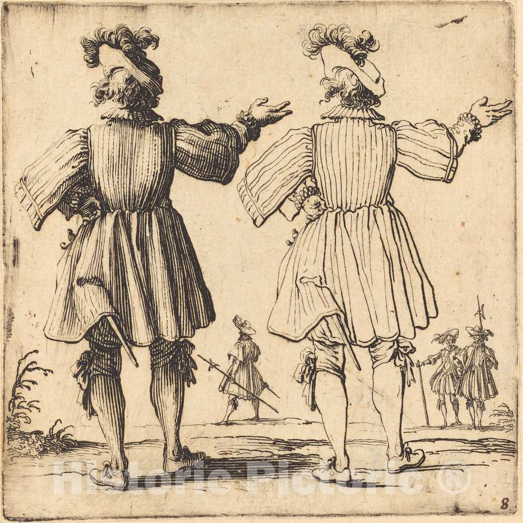 Art Print : Jacques Callot, Officer with Plume, Seen from Behind, 1617 and 1621 - Vintage Wall Art