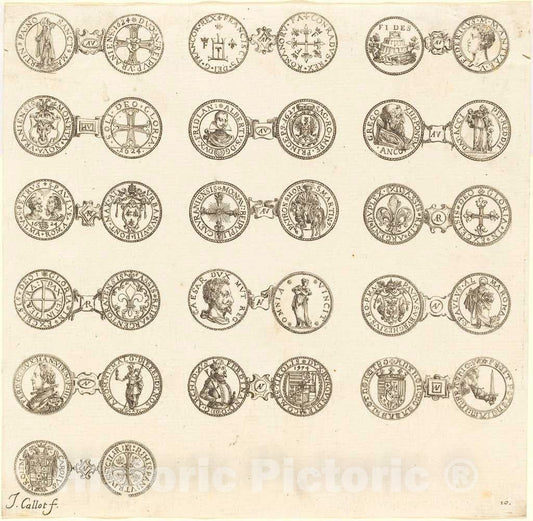 Art Print : Jacques Callot, Coins [Plate 10] - Vintage Wall Art