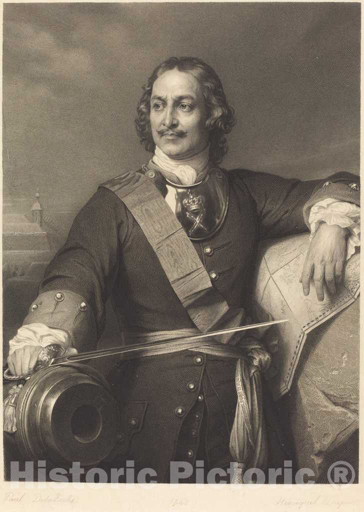 Art Print : Louis-Henriquel After Delaroche, Peter The Great of Russia - Vintage Wall Art