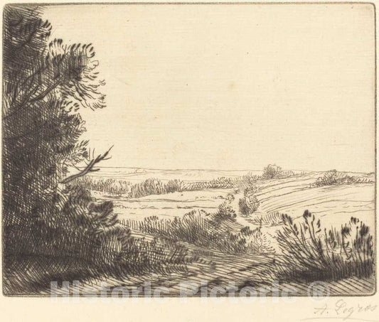 Art Print : Alphonse Legros, Landscape: Road to Horville (Paysage: Chemin d'Horville) - Vintage Wall Art