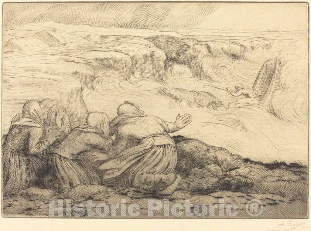 Art Print : Alphonse Legros, Small Boat in Peril (Barque en Peril) - Vintage Wall Art