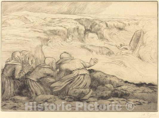 Art Print : Alphonse Legros, Small Boat in Peril (Barque en Peril) - Vintage Wall Art