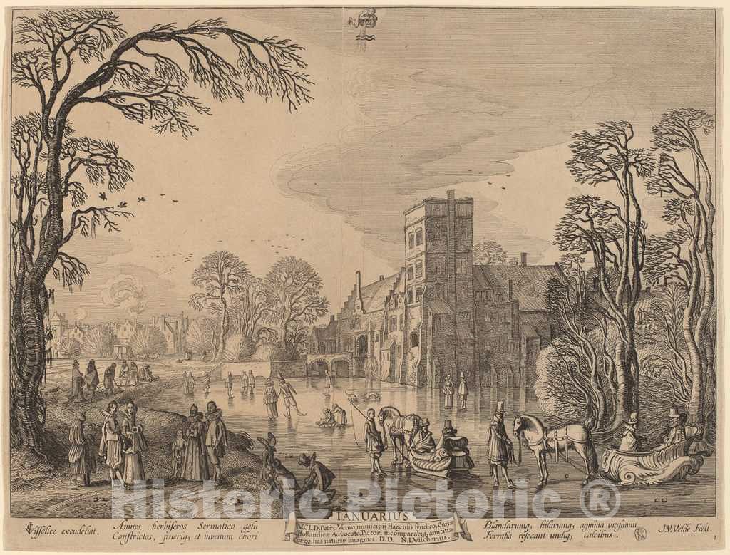 Art Print : Jan Van de Velde II, January - Vintage Wall Art