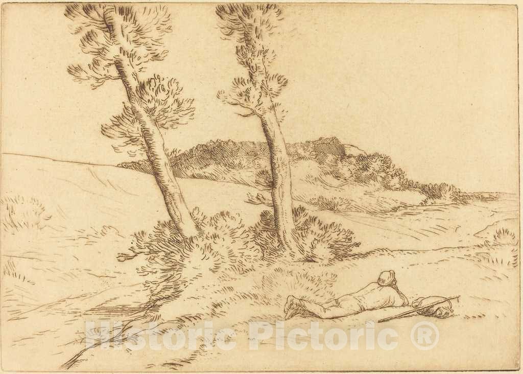 Art Print : Alphonse Legros, Traveler Reclining on The Grass (Le Voyageur etendu sur le Gazon) - Vintage Wall Art