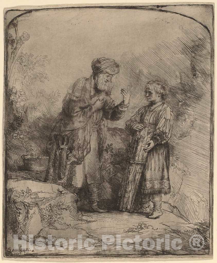 Art Print : Rembrandt, Abraham and Isaac, 1645 - Vintage Wall Art