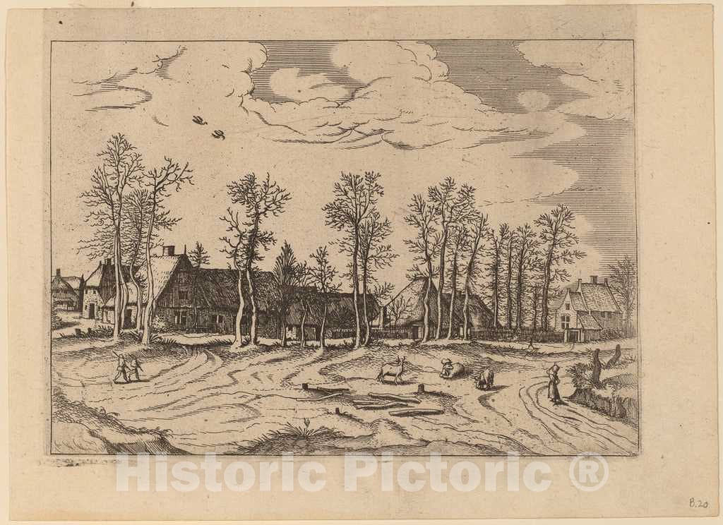 Art Print : Johannes and Lucas Van Doetechum, Farms, c.1560 - Vintage Wall Art
