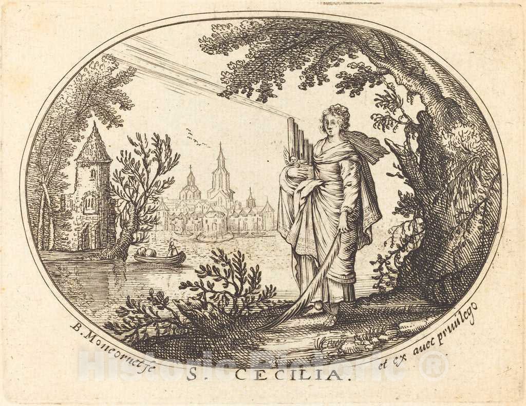 Art Print : Balthasar Moncornet, Saint Cecilia in a Landscape - Vintage Wall Art